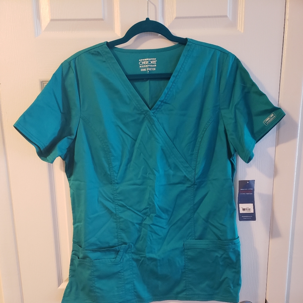 Cherokee teal women's scrub top